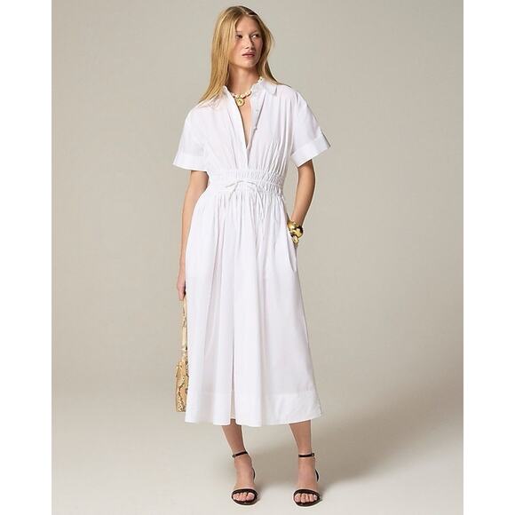 J.Crew Elena shirtdress in cotton poplin White Women 14 NWT - Picture 1 of 6